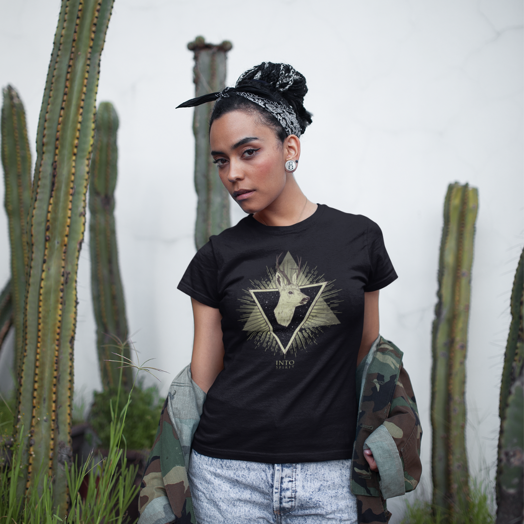 Geometric deer organic cotton women's t-shirt