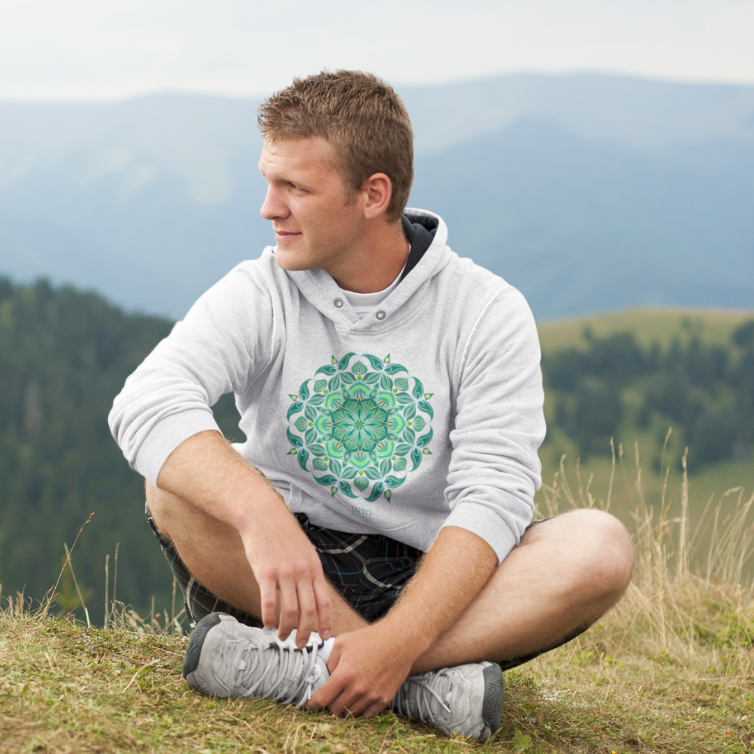 Green mandala pullover men´s eco-hoodie