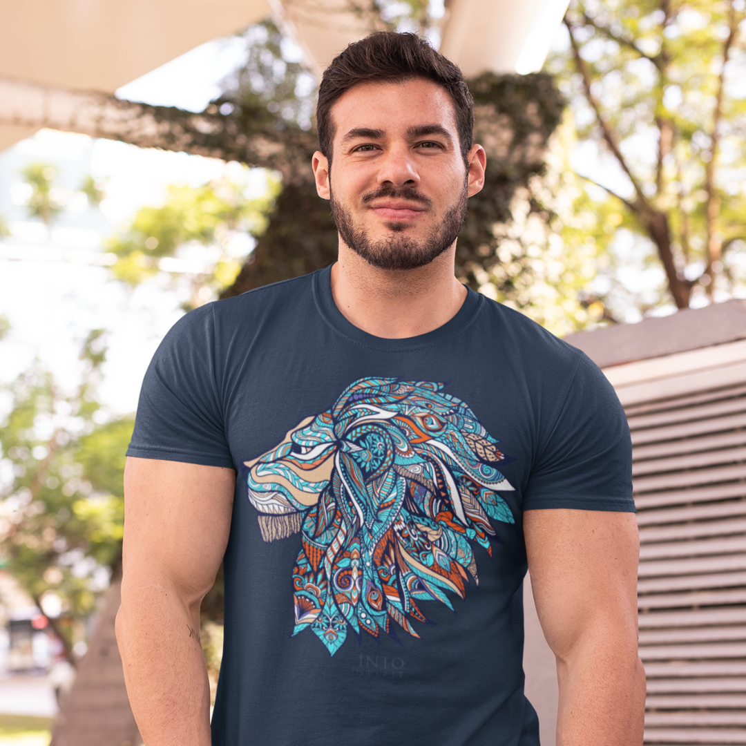 Colorfull lion organic cotton men's t-shirt