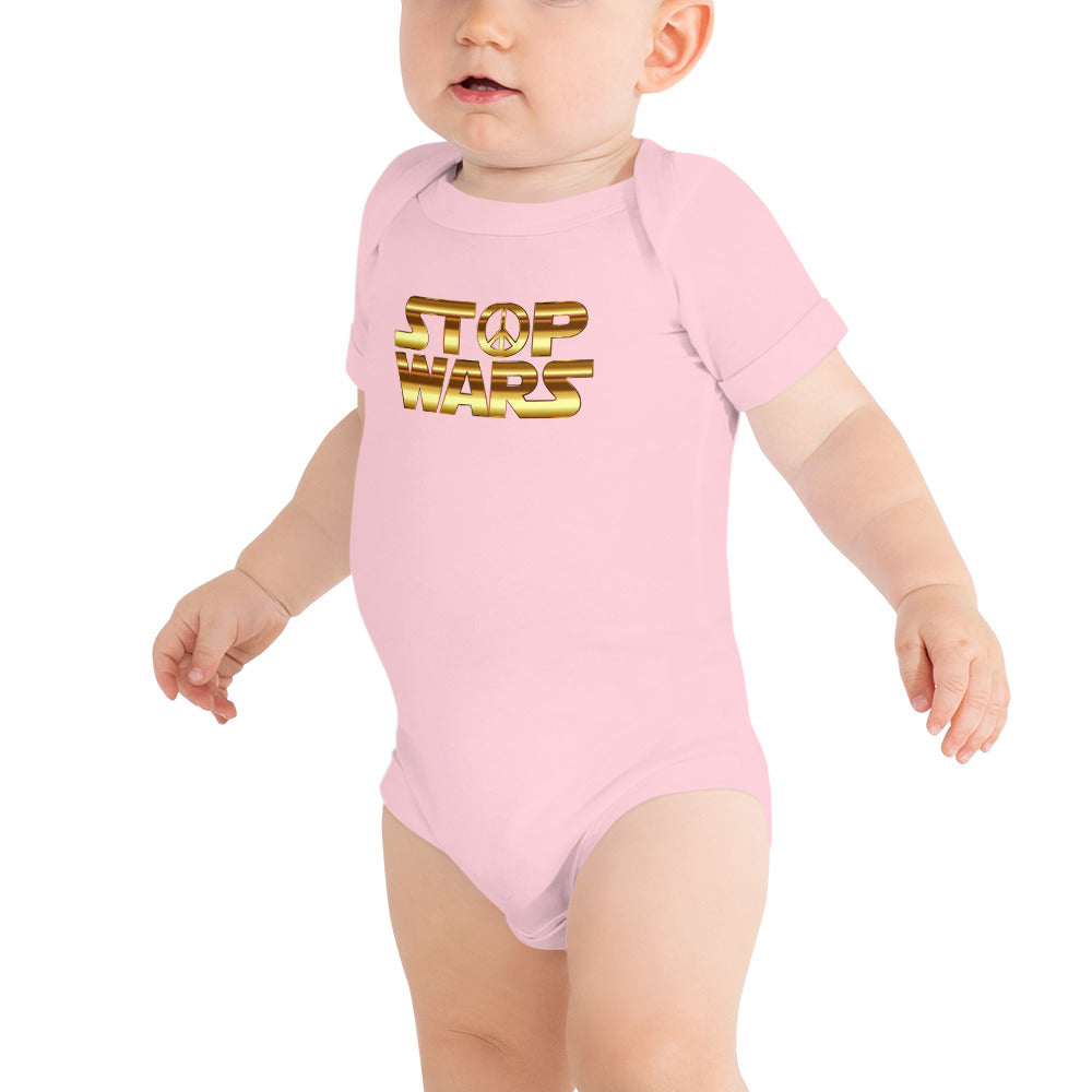 STOP WARS . Baby short sleeve one piece