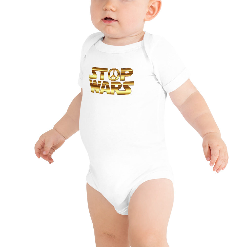 STOP WARS . Baby short sleeve one piece