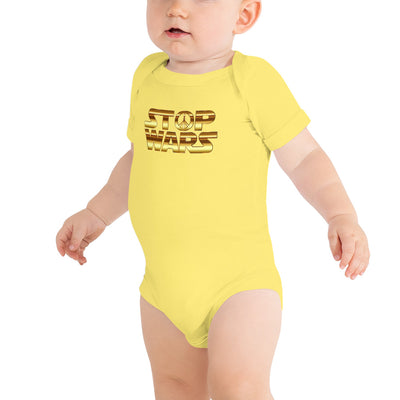 STOP WARS . Baby short sleeve one piece