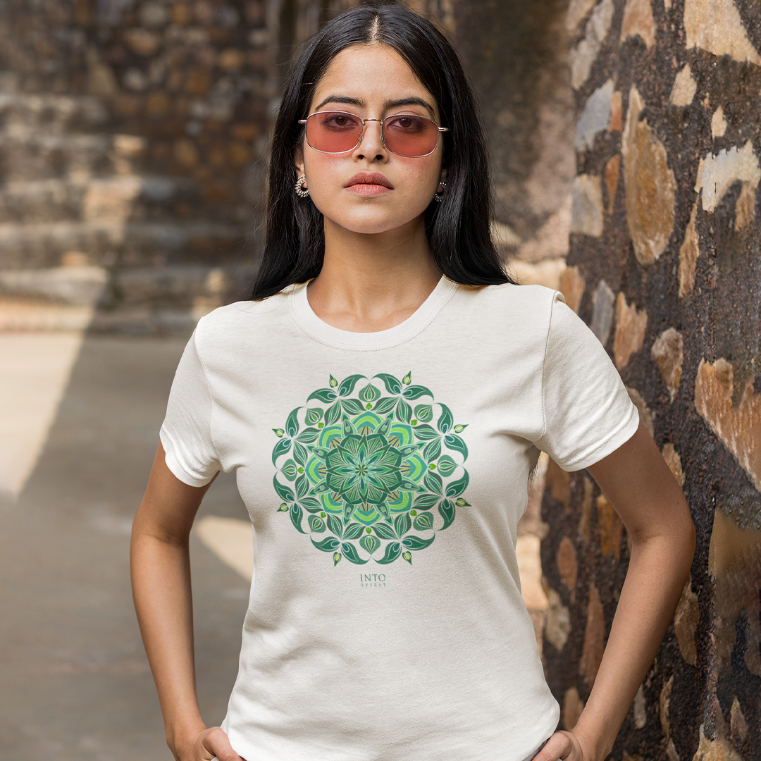 Green mandala women’s basic organic t-shirt