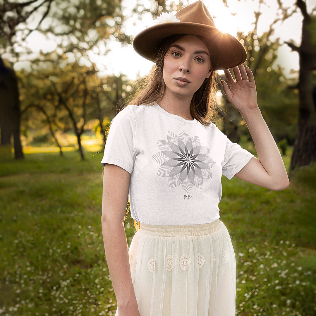 Mandala Flower women’s organic white t-shirt