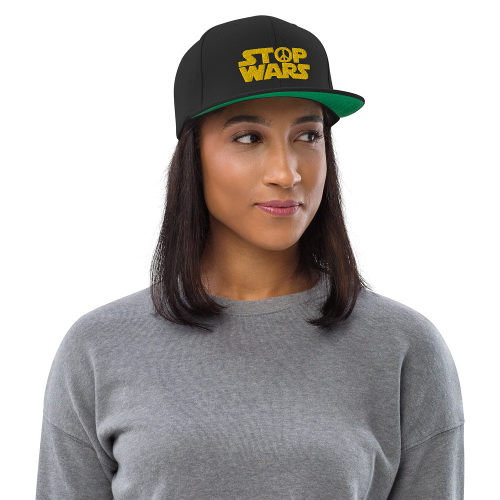 STOP WARS Black Snapback Hat