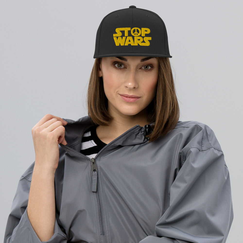 STOP WARS Black Snapback Hat