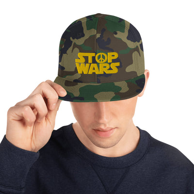 STOP WARS Embroidered Snapback Hat