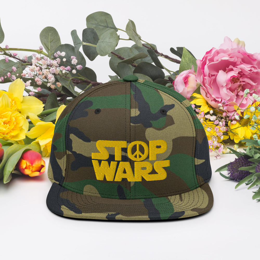 STOP WARS Embroidered Snapback Hat