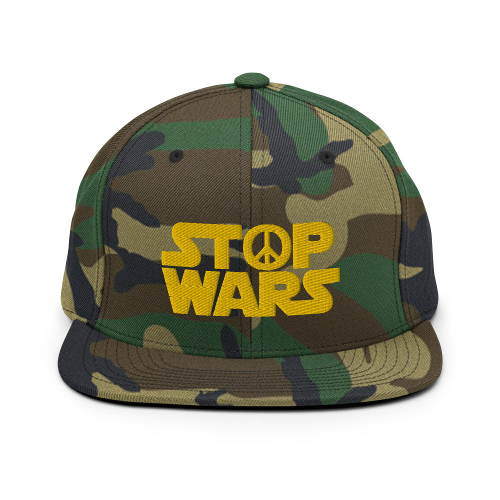 STOP WARS Camo Snapback Hat