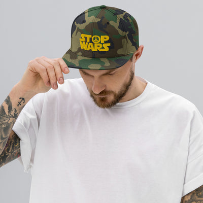 STOP WARS Camo Snapback Hat