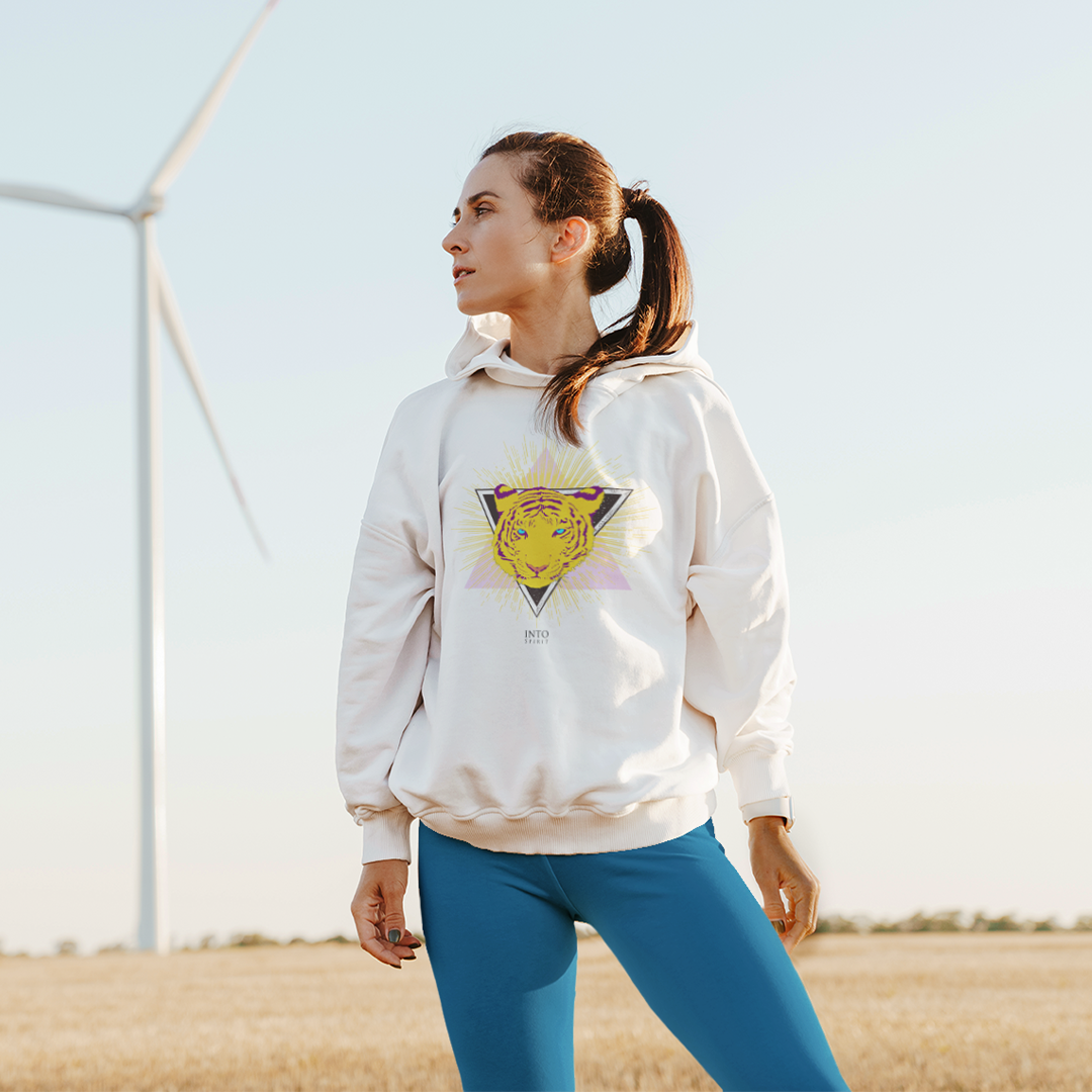 Yellow tiger pullover unisex eco-hoodie