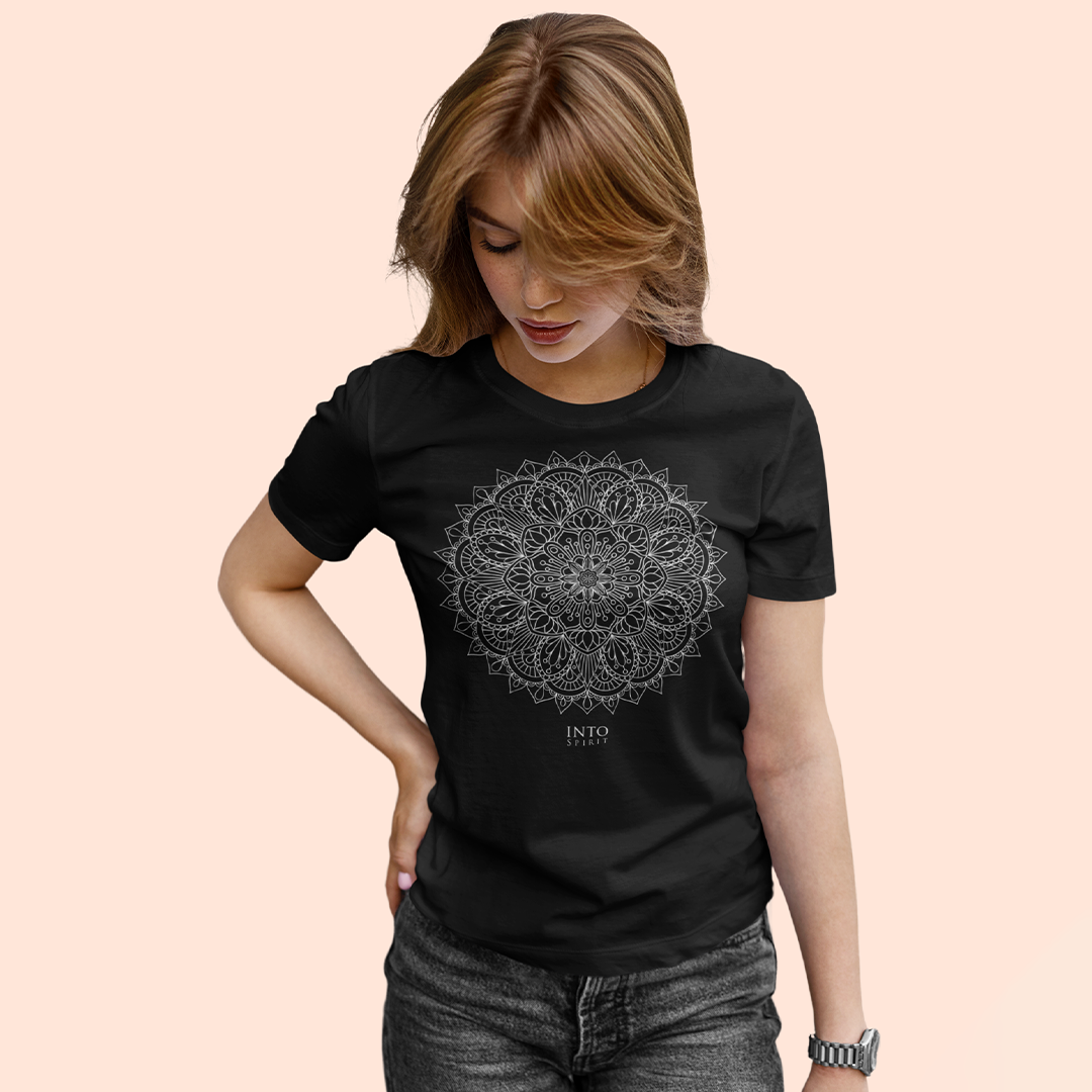 White mandala organic t-shirt