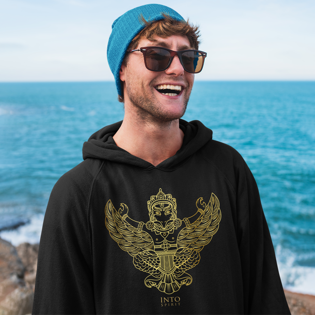 aztec deity men's pullover eco-friendly hoodie