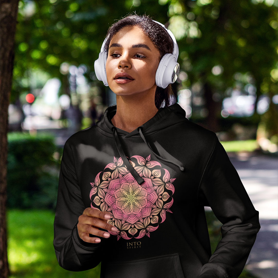 Pink mandala woman pullover eco-hoodie