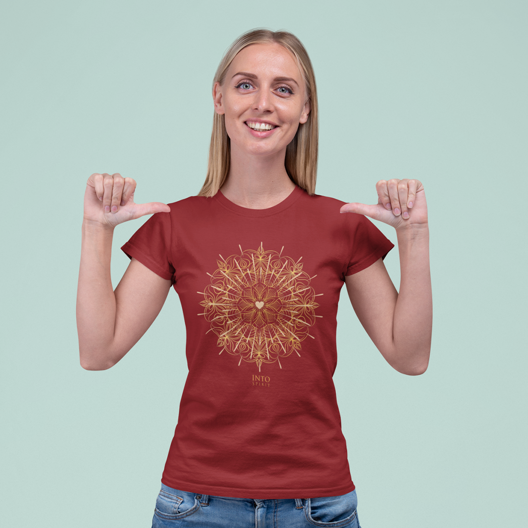 Heart mandala organic cotton women's t-shirt