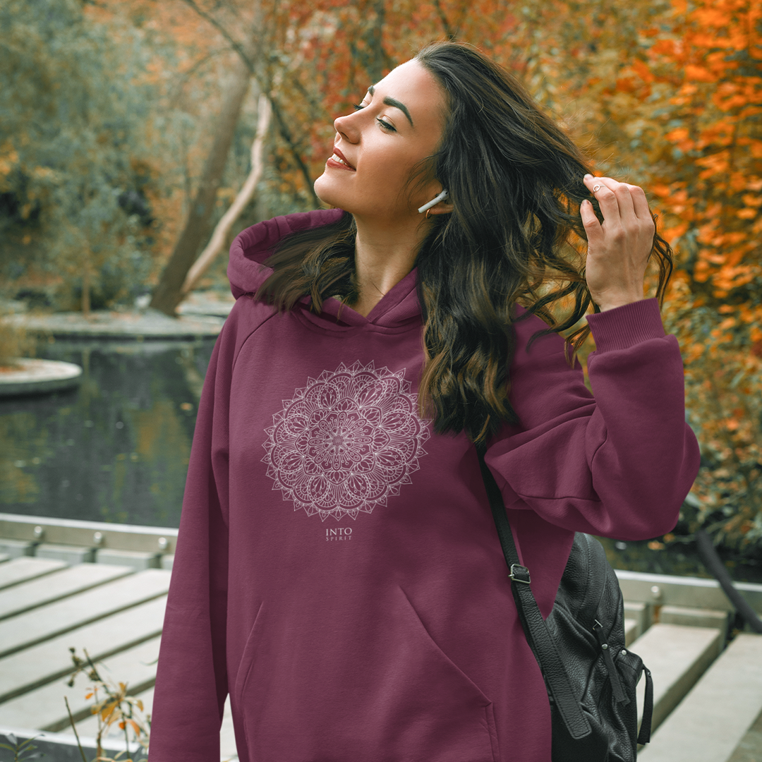 White mandala woman´s eco-hoodie