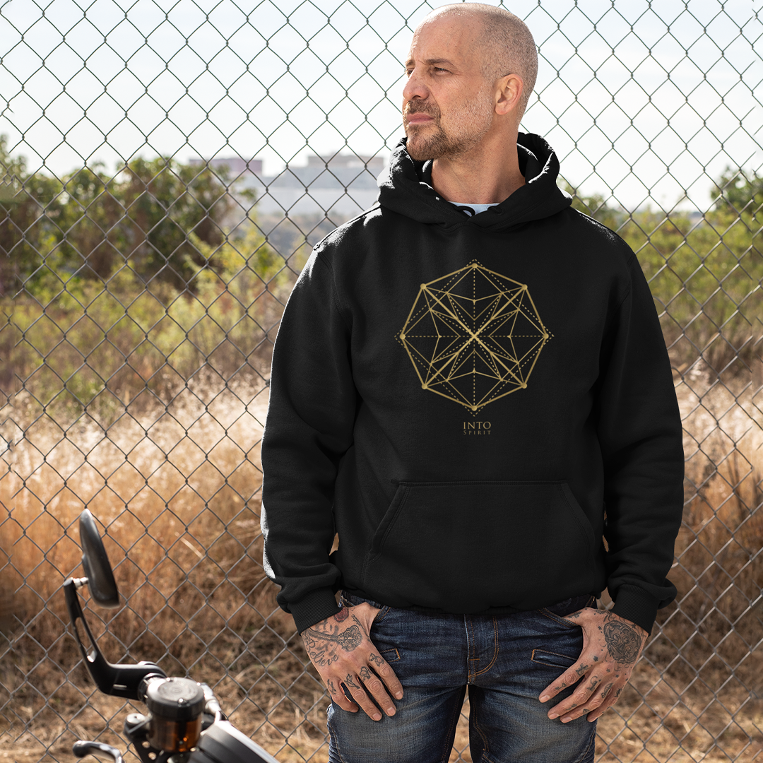 Sacred geometry mandala pullover men´s eco-hoodie