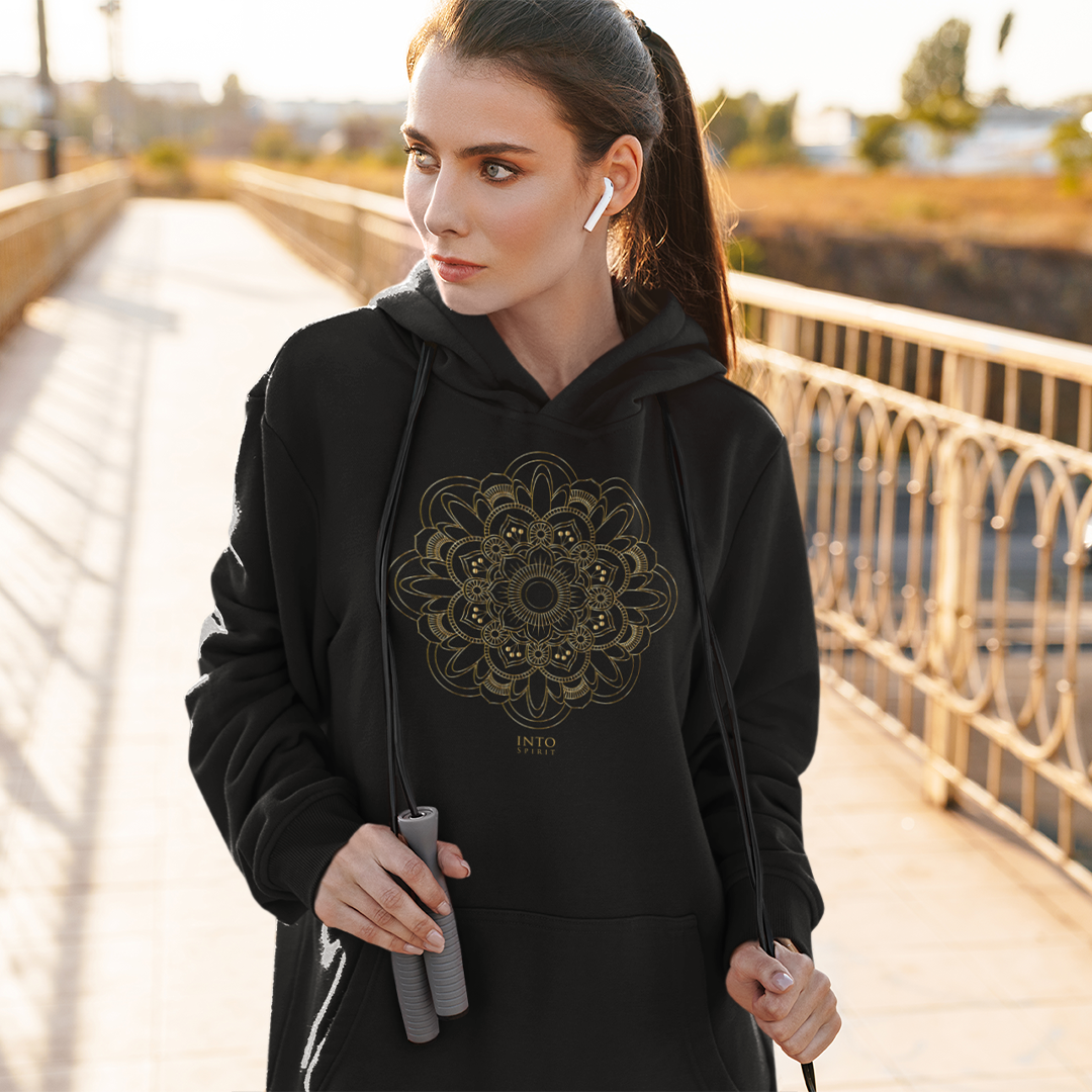 Golden flower mandala women´s pullover hoodie