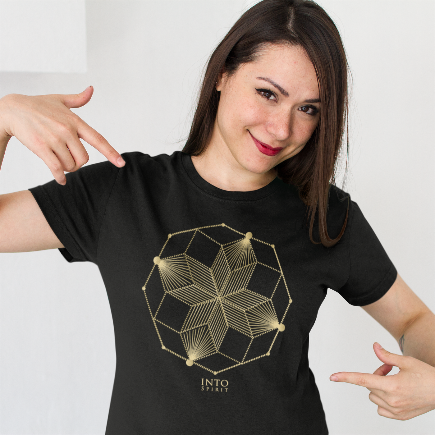 Sacred geometry spiral organic cotton women's t-shirt