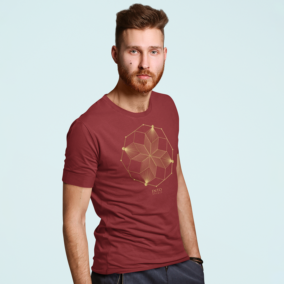 Sacred geometry spiral organic cotton men t-shirt