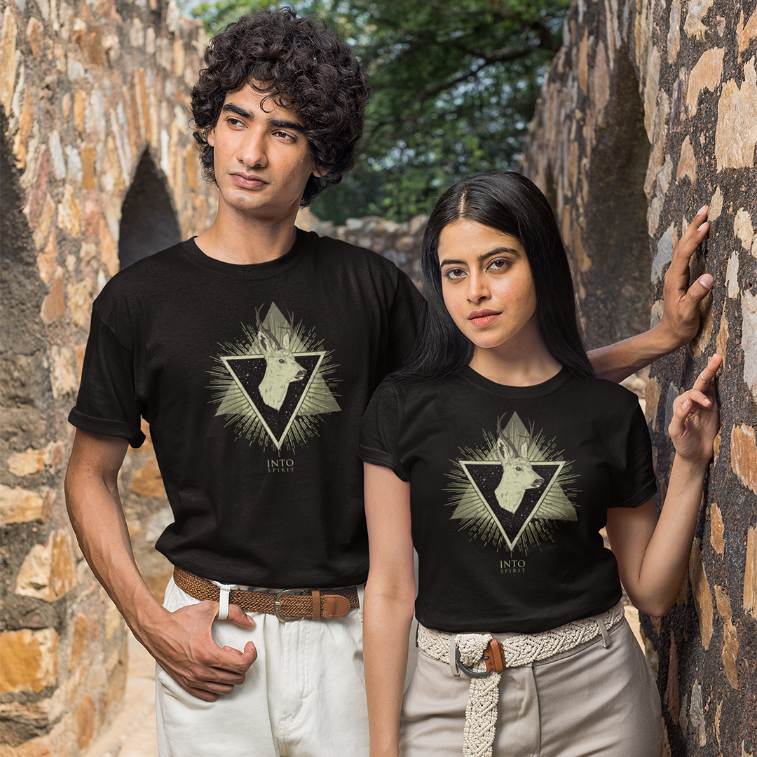 geometric deer unisex organic cotton t-shirt