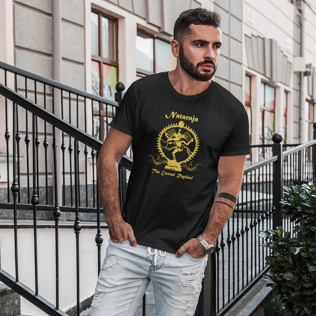 Yellow nataraja organic cotton men's t-shirt