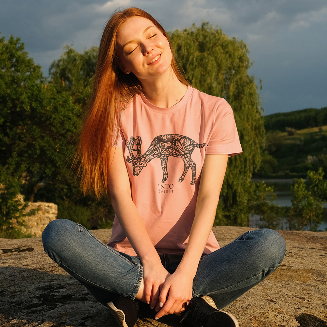 mandala deer women's fitted eco-tee