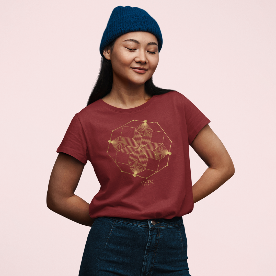 Sacred geometry spiral organic cotton women's t-shirt