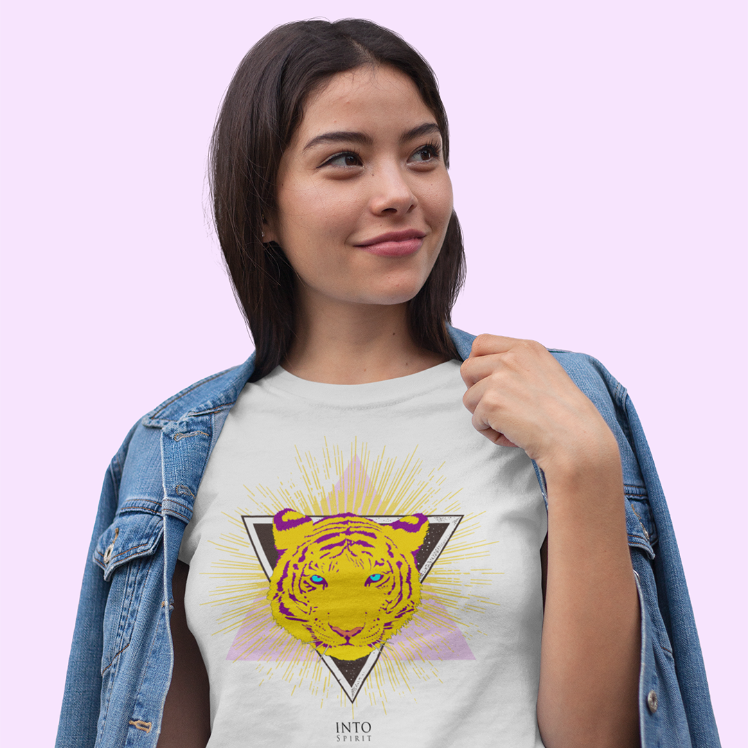 Yellow tiger organic cotton women's t-shirt