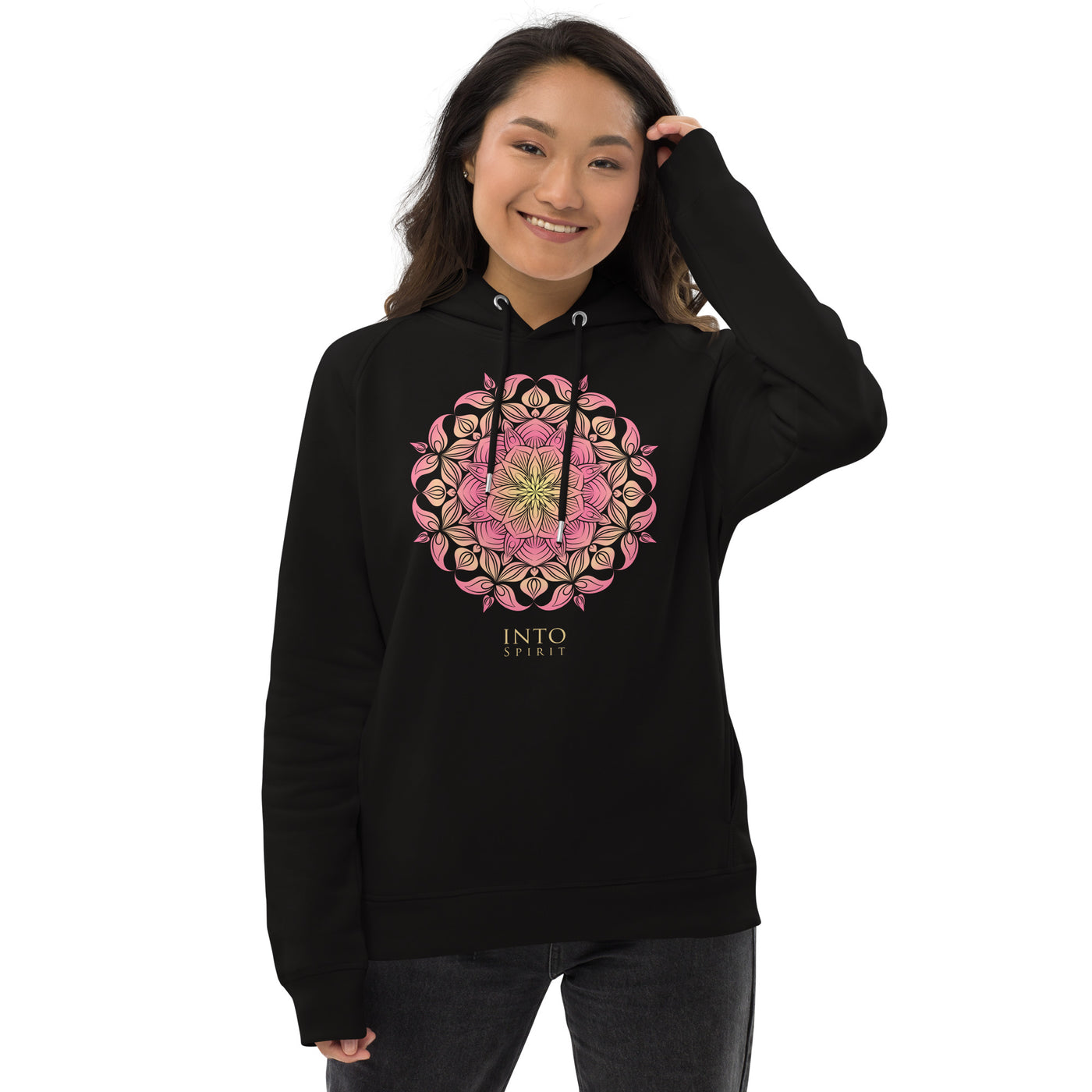 Pink mandala woman pullover eco-hoodie