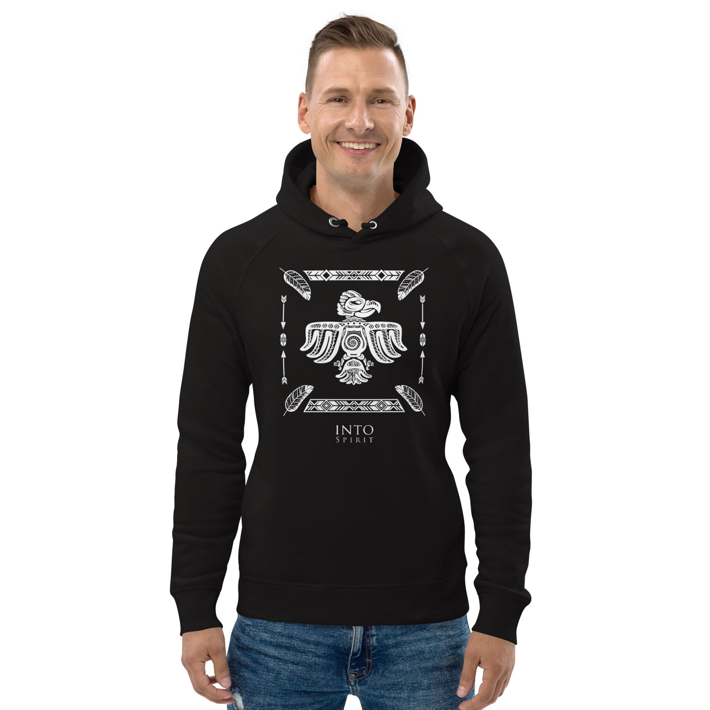 astral eagle man black pullover eco-hoodie