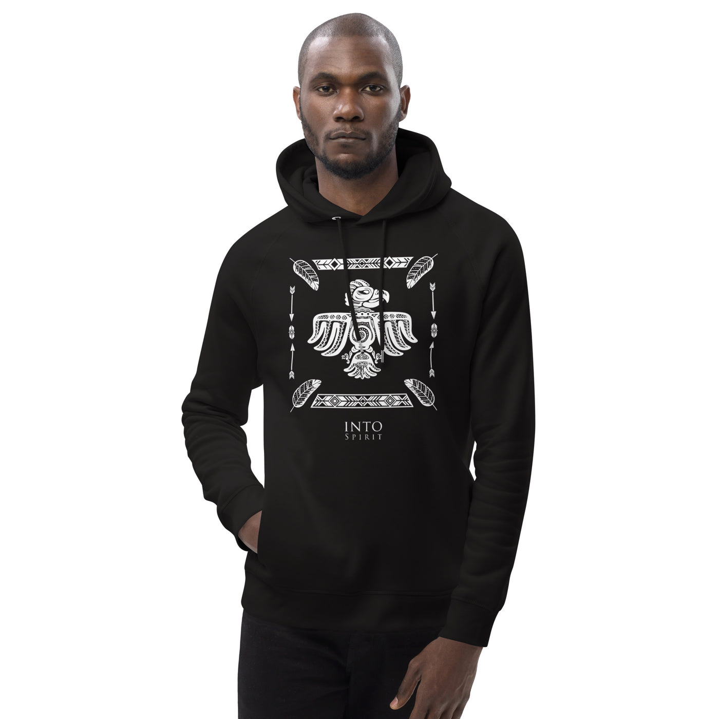 astral eagle man black pullover eco-hoodie