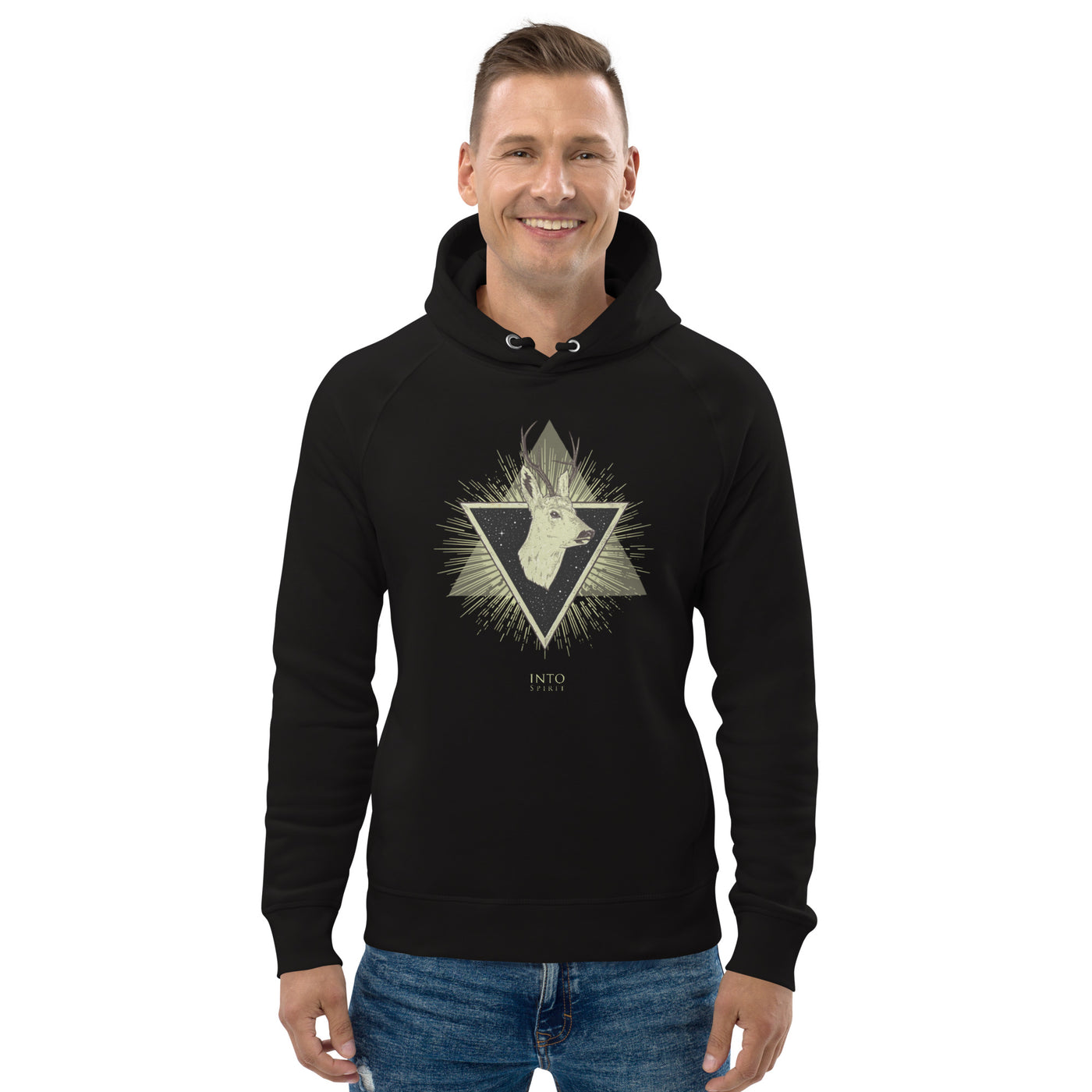 geometric deer unisex pullover eco-hoodie