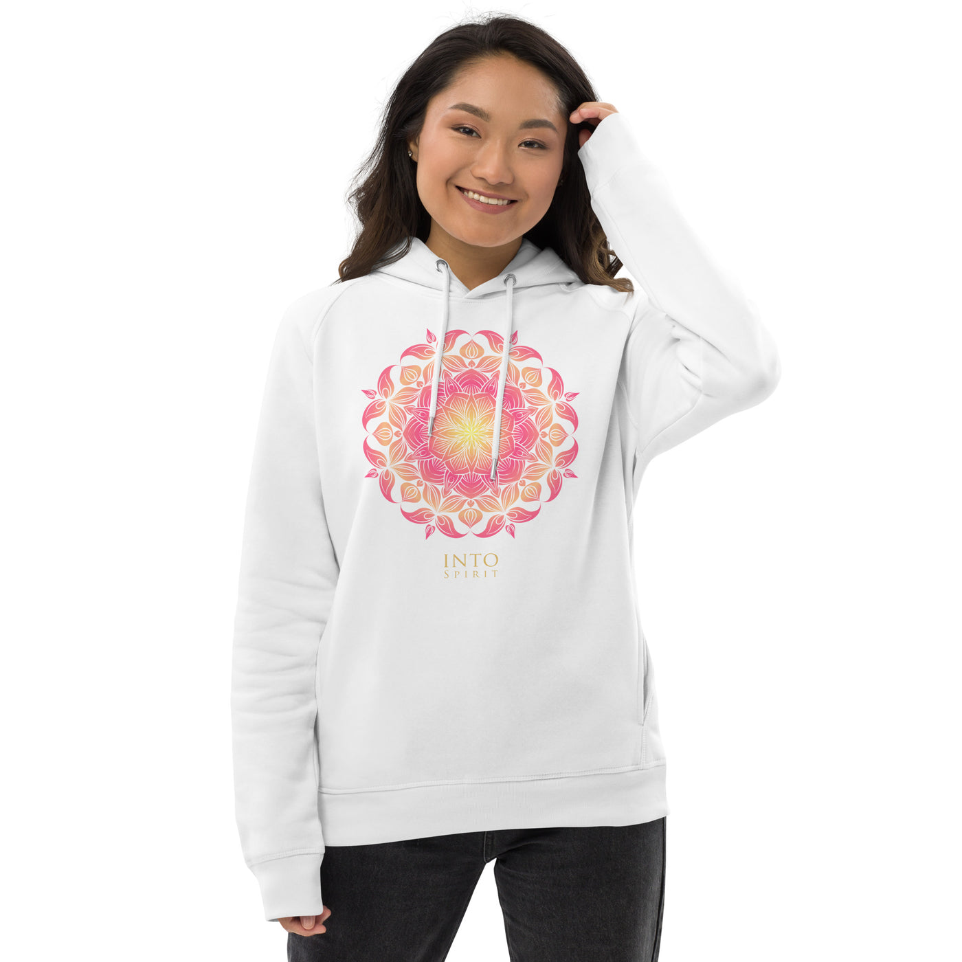 Pink mandala woman pullover eco-hoodie