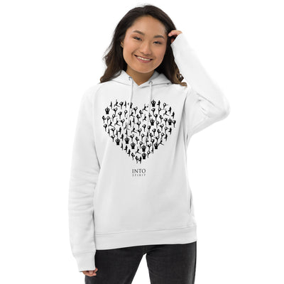 Yoga asanas in heart shape woman pullover eco-hoodie