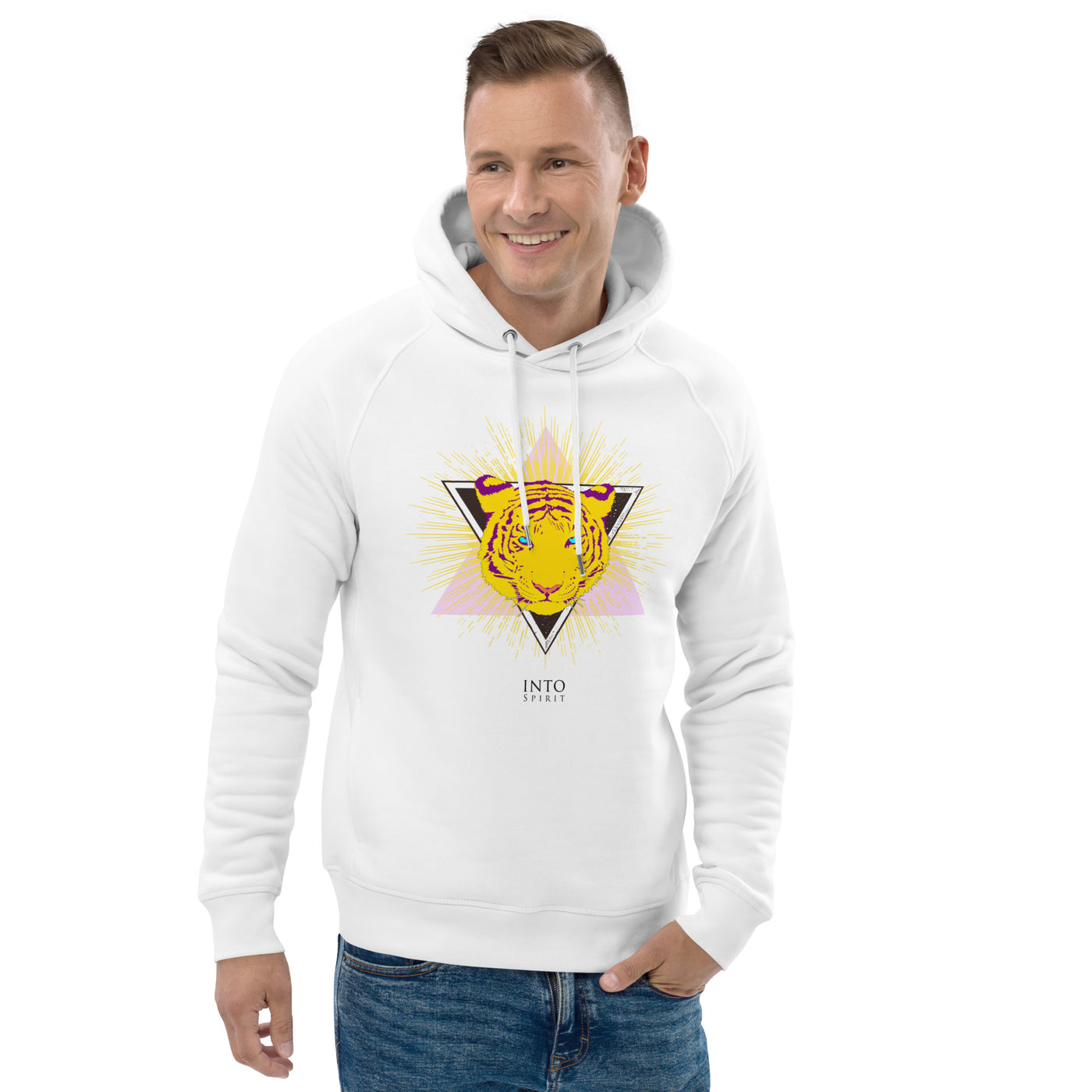 Yellow tiger pullover unisex eco-hoodie