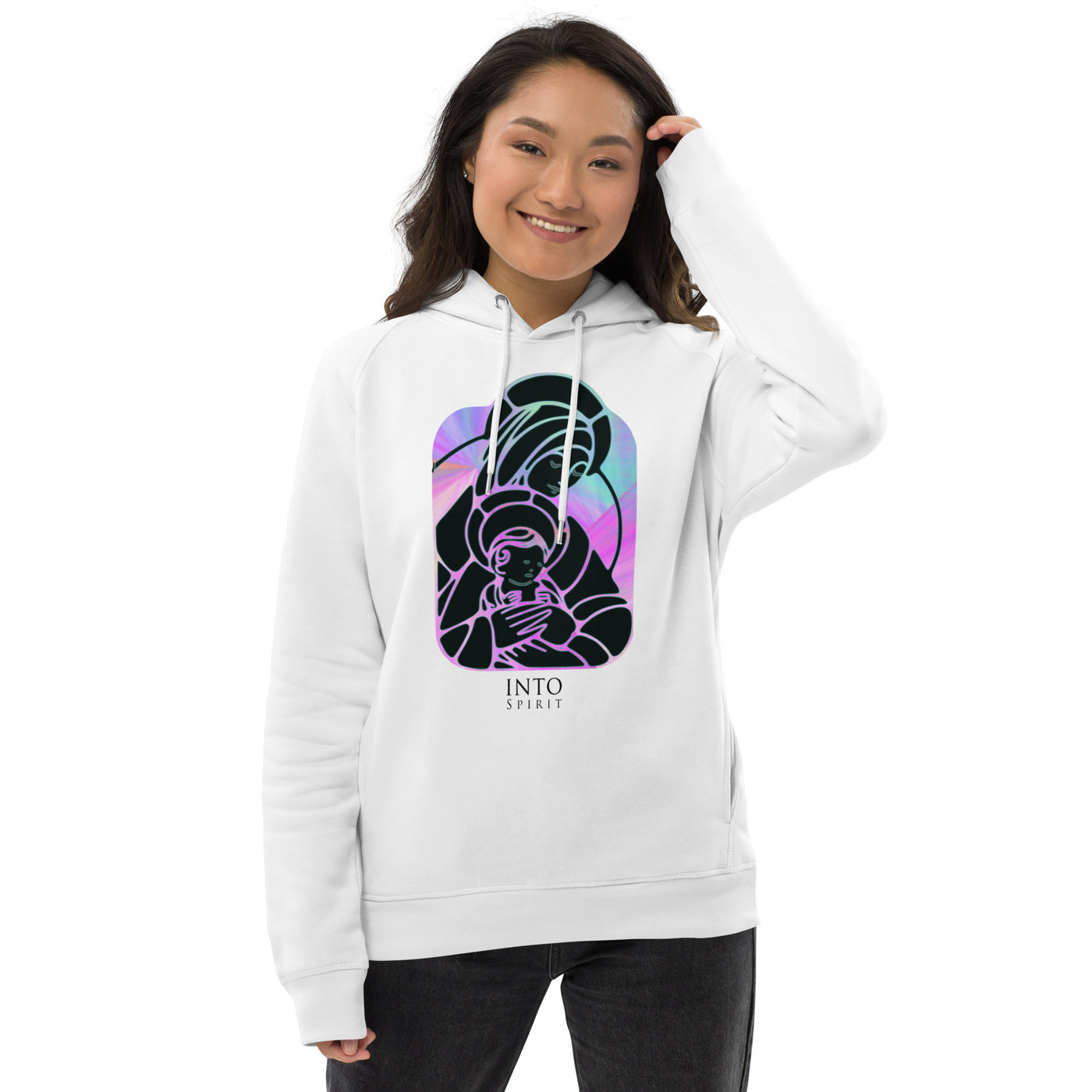 virgin and baby jesus women´s pullover eco-hoodie