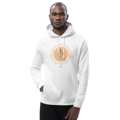 JESUS IS MY SUN, White Unisex Eco-friendly (85%organic cotton + 15% recycled polyester) hoodie