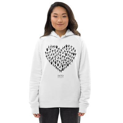 Yoga asanas in heart shape woman pullover eco-hoodie