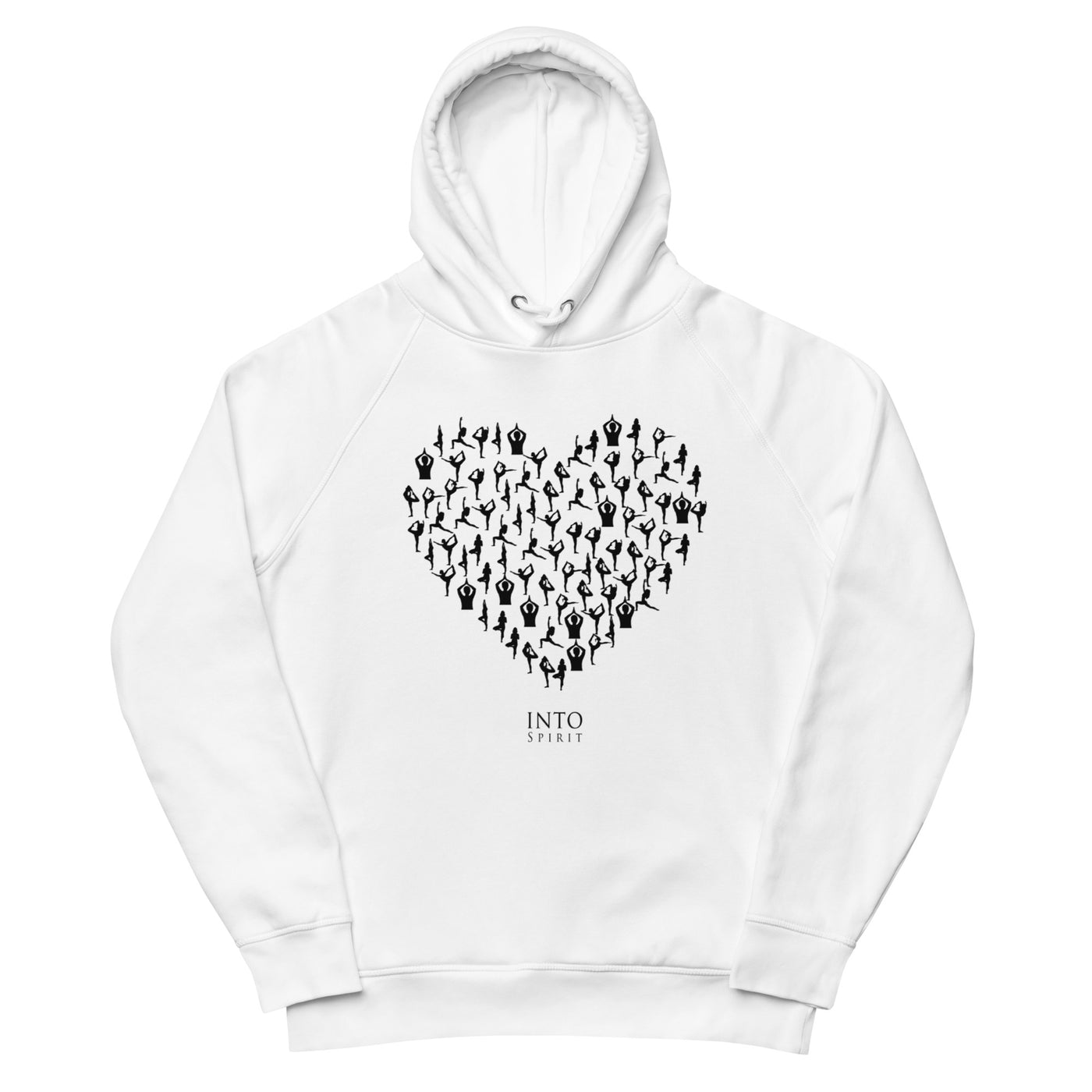 Yoga asanas in heart shape woman pullover eco-hoodie