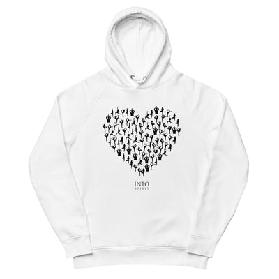 Yoga asanas in heart shape woman pullover eco-hoodie