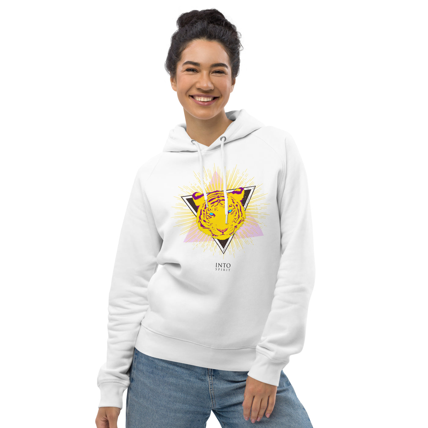 Yellow tiger pullover unisex eco-hoodie