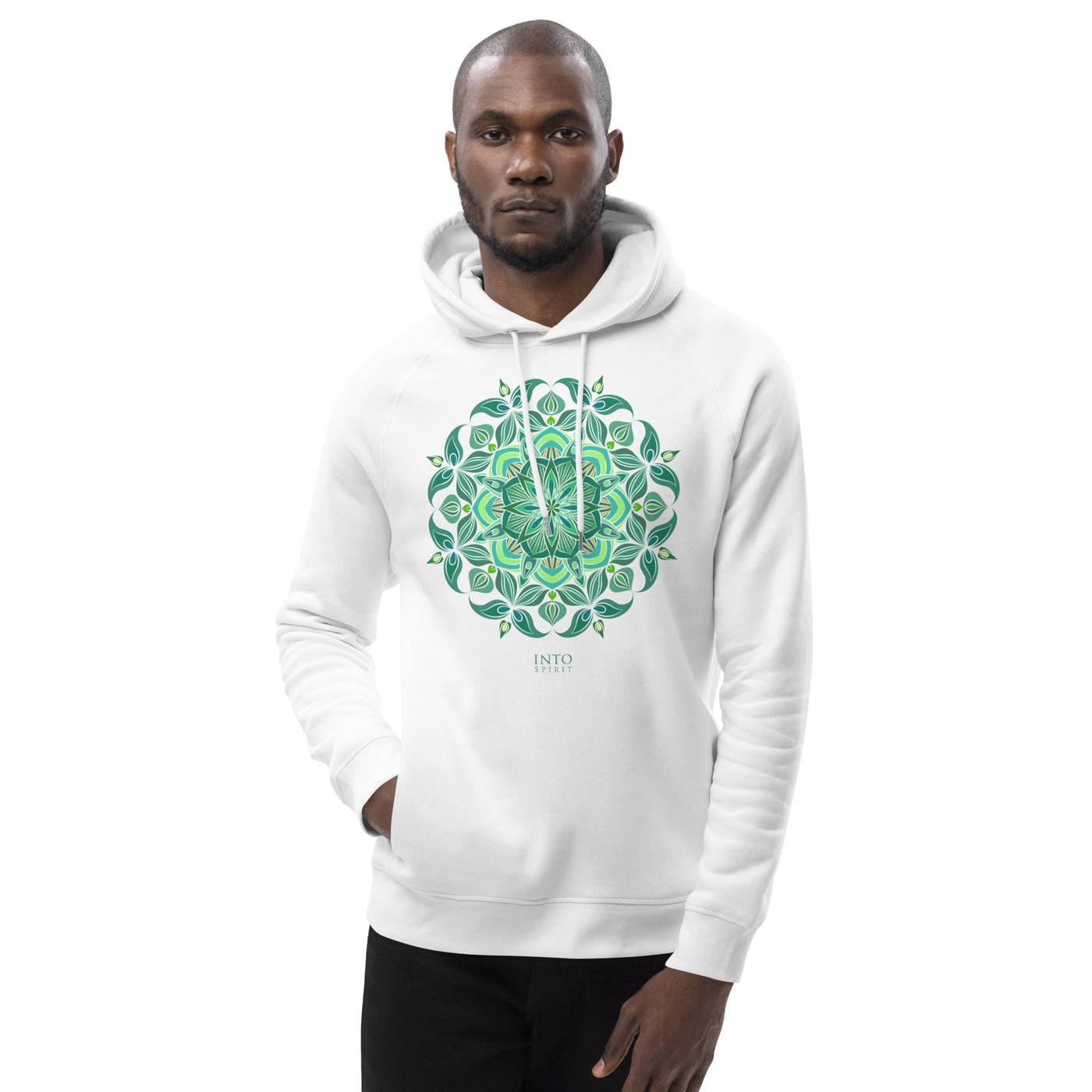 Green mandala unisex pullover eco-hoodie