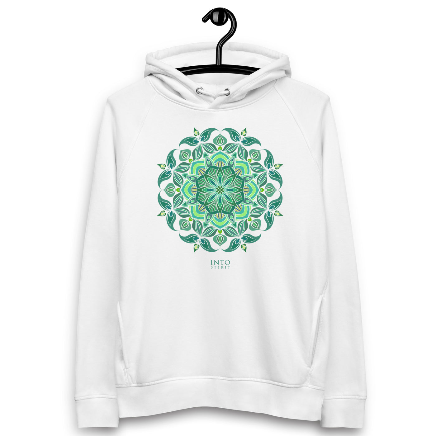 Green mandala unisex pullover eco-hoodie