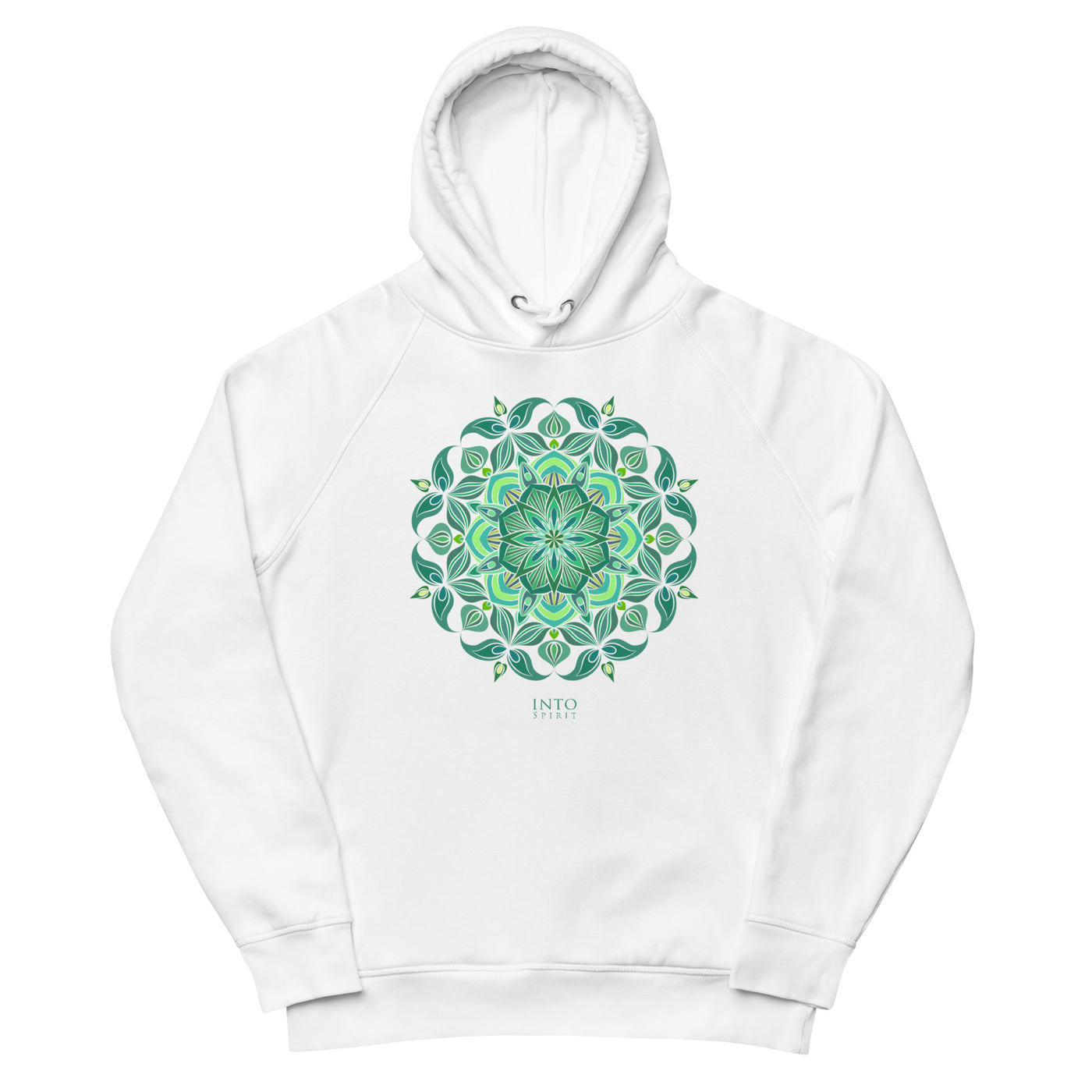 Green mandala unisex pullover eco-hoodie