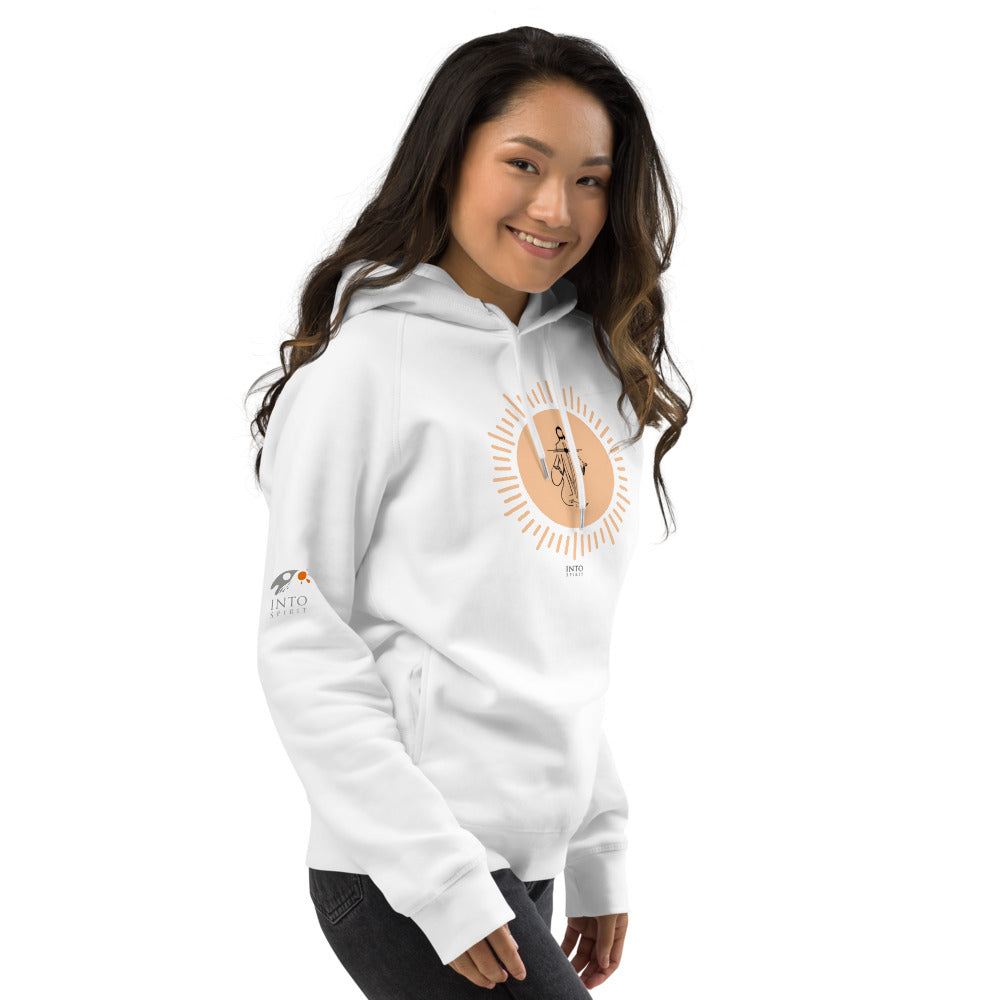 JESUS IS MY SUN, White Unisex Eco-friendly (85%organic cotton + 15% recycled polyester) hoodie