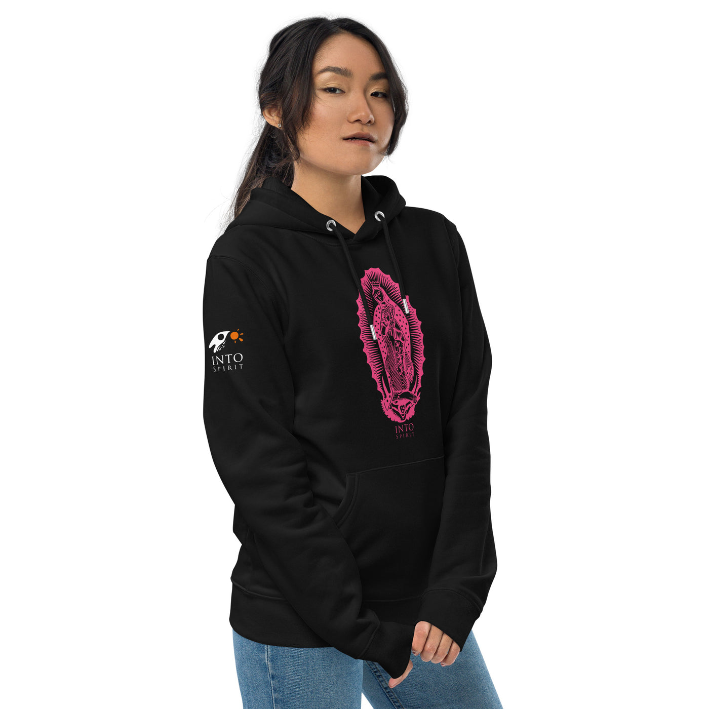 Guadalupe's Virgin unicolor women´s essential eco-hoodie