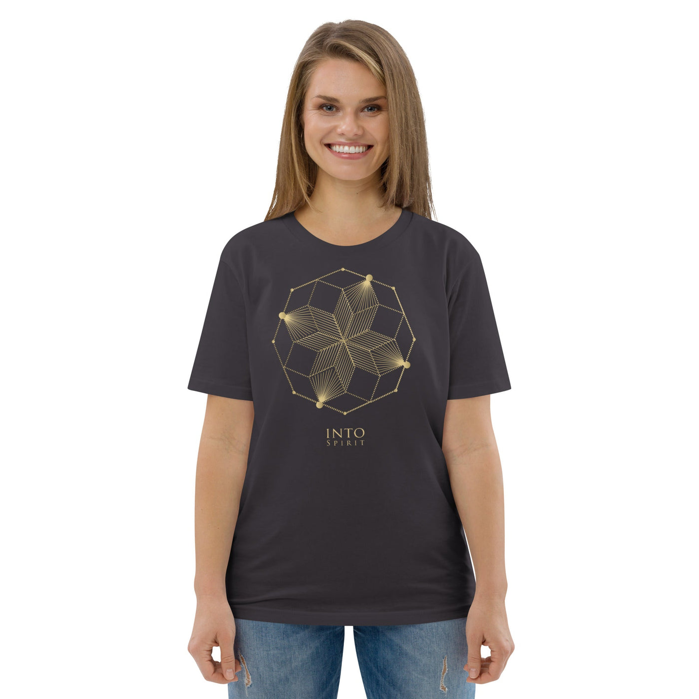 Sacred geometry spiral organic cotton unisex t-shirt