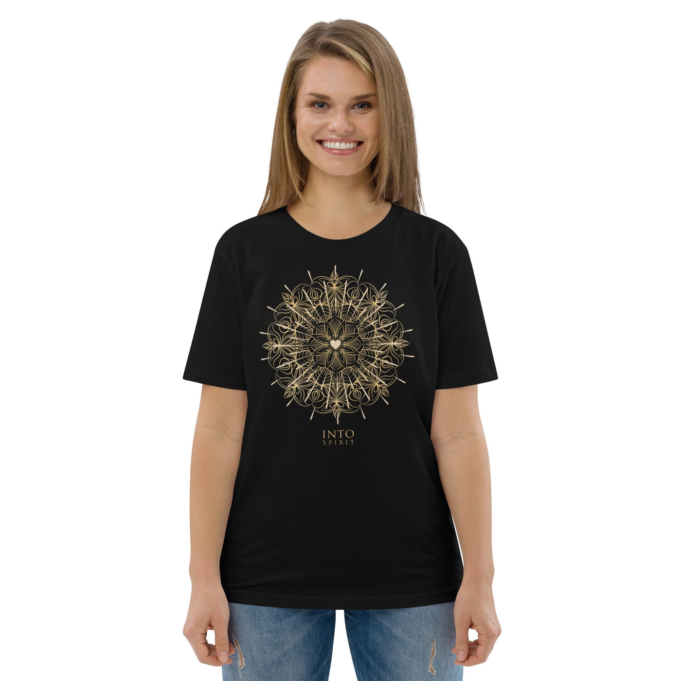 Heart mandala organic cotton women's t-shirt