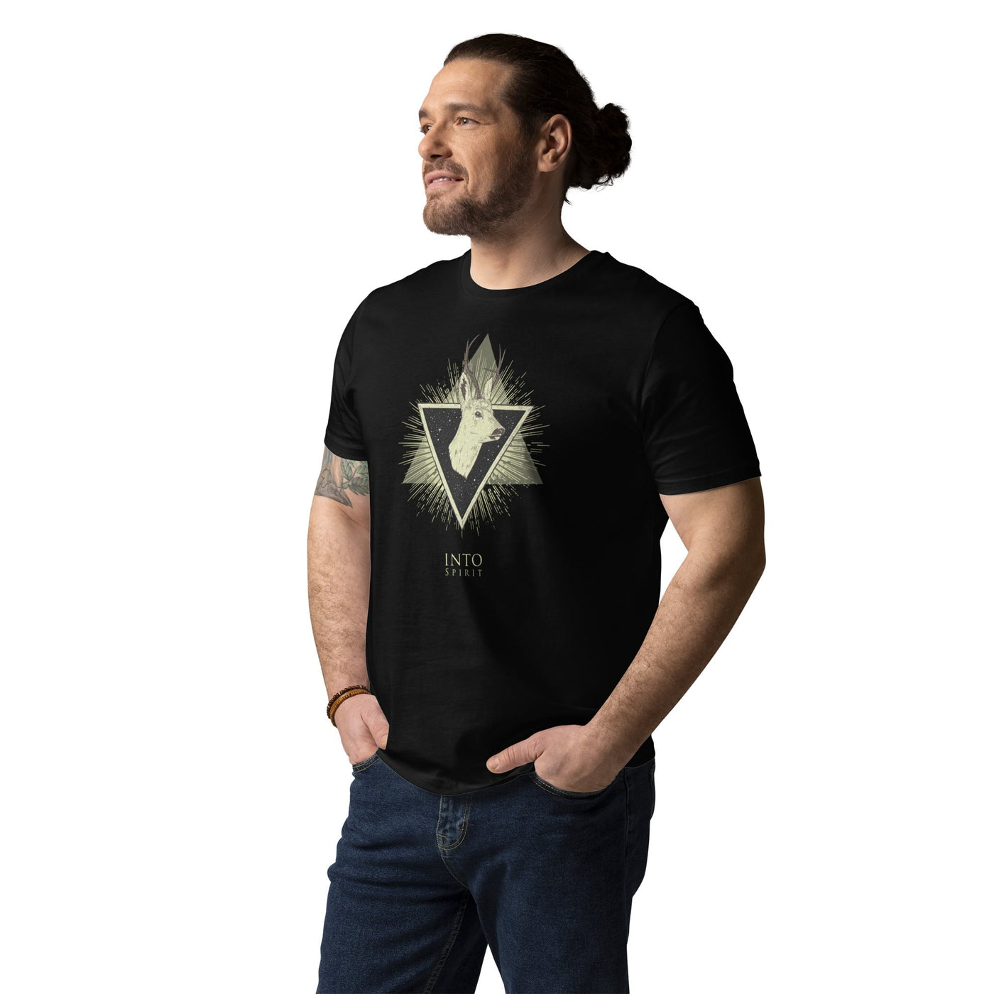 Geometric deer organic cotton men's t-shirt